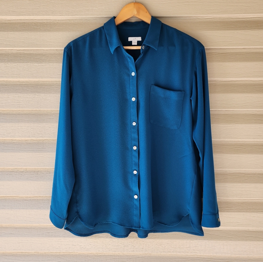 J. Jill turquoise shirt. Luxurious fabric. S. Work or formal.